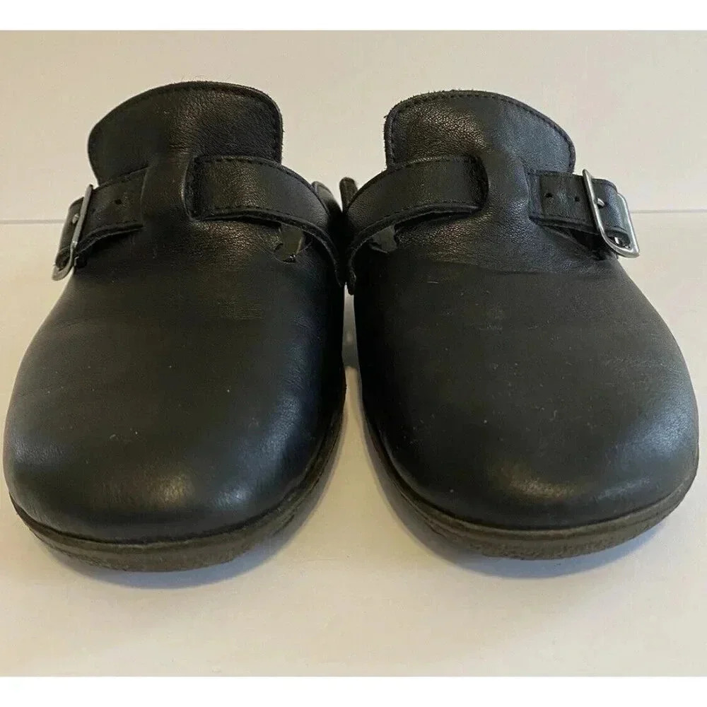 Rohde Women’s Black Leather Mules Clogs Shoes Sz EU39 US8.5 Slip On lined